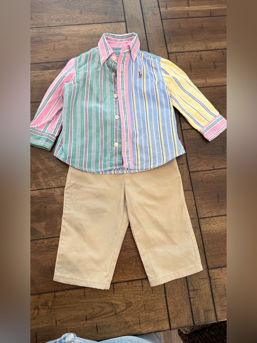 Ralph Lauren Kids Multicolor Stripe Button-Down Shirt and Khaki Bundle